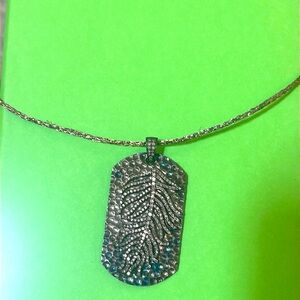 Diamond Feather Dog Tag Pendant